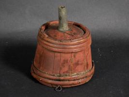 Wood and Pewter Funnel In Original Red Paint